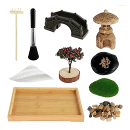 Tea Trays Zen Garden Sand Tray Wooden Tabletop Mini Japanese Style Home Decor Includes 3 Bags For Desks Offices