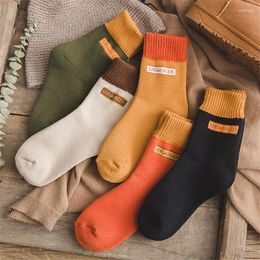 Women Socks Middle Tube Towel Tocks Autumn And Winter Plus Velvet Thick Cotton Stockings Warm Trend Japanese Long Floor