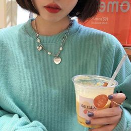 Pendant Necklaces S2445 Fashion Jewellery Vintage Hip- Faux Pearl Letter Lover Heart Necklace Women Choker