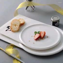 Plates Plain White Flat Plate Ceramic Dinner Sushi Display Trays Dim Sum Dish Western Steak Snack Fruit Bowl