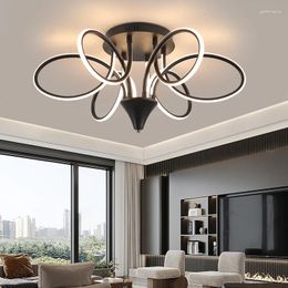 Chandeliers Modern Led Chandelier For Living Room Dining Bedroom Office Attic Dimmable Ceiling Fixtures Chrome/Black