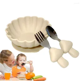 Dinnerware Sets Baby Tableware Suction Bowls Cute Pumpkin Design Silicone With Soft Spoon Fork For Babies