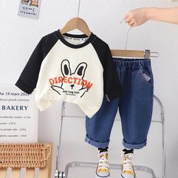 Clothing Sets Toddler Boys And Girls Outfit Set 2024 Spring Autumn Korean Letter Long Sleeved T-shirts Pants Children's