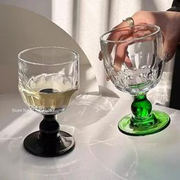 Wine Glasses 200ml Black Niche Mediaeval Cup Premium Feeling Cold Drink Glass Green Vintage Water Female Ins Tall Fruit