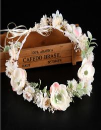 White flowers garlands bridal gowns coloured dried flowers headwear hair bands6164470