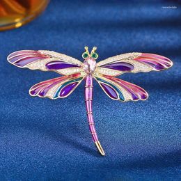 Brooches Luxury Micro-inlaid Zircon Retro Enamel Colored Dragonfly For Women And Men Clothing Accessories Pins Female Jewelry