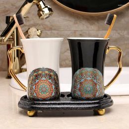 Mugs Guochao Gold-painted Ceramic Gargle And Brush Your Teeth Cup Large-capacity Wash Set Creative Dental Cylinder