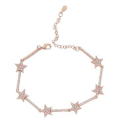 New women Girls Bangle Simple Gold Filled Chic Trendy Stars Chain charm Bracelet Cuff bar link star Jewellery Party wedding bijoux8545502