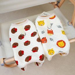 Dog Apparel Autumn And Winter Pet Clothes Warm Jumpsuit Cartoon Pattern Small Medium-sized Pajamas Chihuahua Yorkshire Poodle