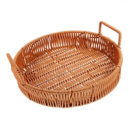 Plates Storage Basket Baskets Home Fruits Creative Multi-function Woven Container Pvc Imitation Rattan