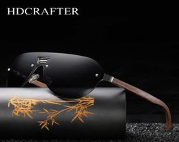 Sunglasses HDCRAFTER 2021 Mens Rimless Polarized Walnut Wood Mirror Lens Sun Glassess Women Brand Design Oversized Glasses8528051