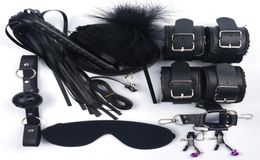 10 Pcsset Sex Toys For Women Leather With Plush Handcuffs Whip Nipple Clamps Rope Bondage Set Adult Games T2004107802041