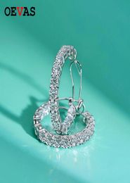 OEVAS Luxury 100 925 Sterling Silver Created Moissanite Gemstone Hoop Earrings Wedding Engagement Fine Jewellery Gift Whole 2107644092