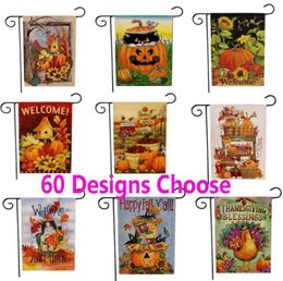 New Thanksgiving Deorations Garden Flag Halloween Double Print Pumpkin Hanging Banner Flags Home Party Decoration Welcome 4732cm 1111355