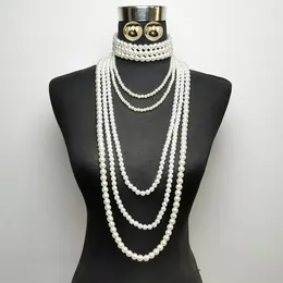 Pendant Necklaces Faux Pearl Necklace Set Bridal Exaggerated Multi-layered Pearls With Round For Special