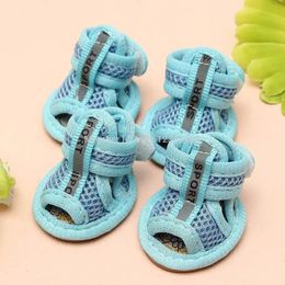 Casual AntiSlip Small Dog Shoes For Cute Pet Summer Breathable Soft Mesh Sandals Beef Tendon Bottom Wear 240428