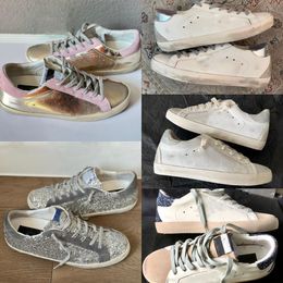 Luxe Designer Shoes mens woman Tennis black pink gold Classic White Do-old Dirty leather Star Sneakers Quality Women Man Casual Shoe