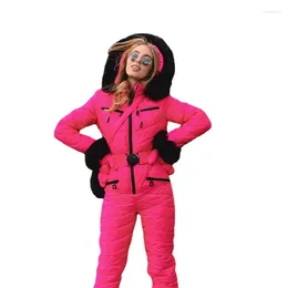 Skiing Jackets Ski Suit Winter Hooded Warm-Keeping Cotton Clothing Female Fashion Waist-Controlled One-Piece Two-Piece