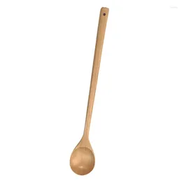 Spoons 13 Inch Wooden Mixing Spoon With Long Handle Non Stick Cookware For Stirring Boiling Burlywood