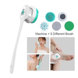 Electric Bath Brush USB Recharge Body Scrubber Back Rubbing Shower Cleaning Brush Spinning Massage Heads Long Handle 240423