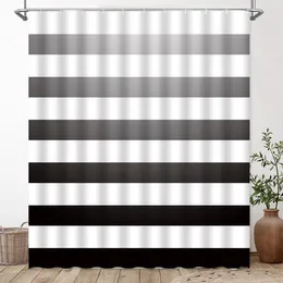 Shower Curtains Modern Striped Curtain Geometric Lines Black White Colourful Minimalist Creative Polyester Fabric Bathroom Decor