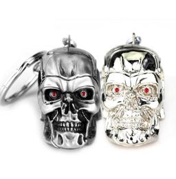 10pcsLot Fashion Keyrings Jewelry Silver Pendant Movie Terminator Skeleton Mask Keychain Skull Key Ring for Men Car Key Chain4608783