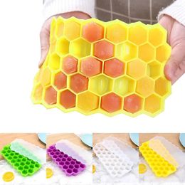 Baking Moulds For Whiskey Cocktail Cold Drink Ice Cream Tools Honeycomb Cube Tray With Lids Silicone Maker Mold 37 Cubes