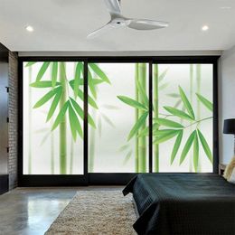 Window Stickers Privacy Frosted Decorative Film Bamboo Pattern Sun Blocking Non-glue Detachable Bathroom Glass Door Sticker