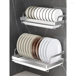 Kitchen Storage 304 Stainless Steel Dish Drying Rack Wall Mounted Organiser Drainer Plate And Bowl Shelf Sink Tableware Holder