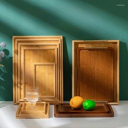 Tea Trays Bamboo Tray Household Minimalist Rectangular Wooden Fruit Bread Chinese Style Noodle Meal