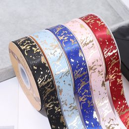 Polyester ribbon 50Yards 25mm Hot stamping marble texture ribbon Gift Hair Bows Wedding Decorative Gift Box Wrapping DIY Crafts Party Decoration