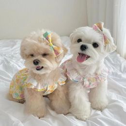 Dog Apparel Summer Sweet And Cute Floral Pet Princess Dress Cat Puppy Bichon Yorkshire Thin Breathable Small Clothes