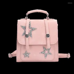 School Bags Korean Girls Small Stachel Bag Luxury Female Leather Backpack Student Lolita Five Pointed Star Shoulder Messenger