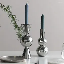 Candle Holders Nordic Luxury Silver Gourd Holder Creative Candlestick Craft Home Decor Wedding Decoration Ornament Furnishing Festival