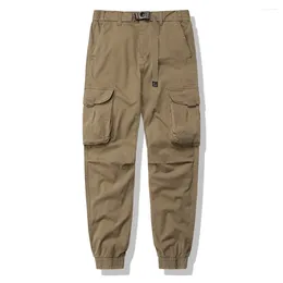 Men's Pants Cargo Spring Casual Men Cotton Multi Pocket Full Length Trousers Male Outdoor Tactical Elastic Waist