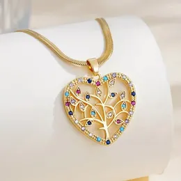 Pendant Necklaces The Fashionable Love Color Tree Of Life Necklace Gives Women A Sense Light Luxury And Niche Design.
