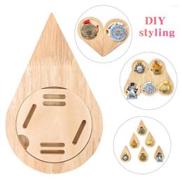 Decorative Plates Water Drop Shape Wooden Medal Holder Honor Commemorative Display Rack Hanger Home Wall Decor