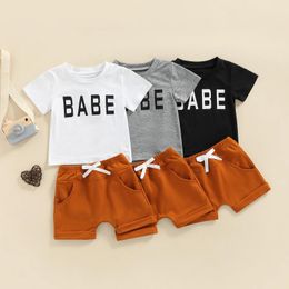 Clothing Sets CitgeeSummer Infant Baby Boys Girls Outfits Short Sleeve Letter Print T-Shirts Knot Shorts Clothes Set