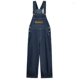 Women's Jeans S-5XL Denim Overalls Cartoon Embroidery Print Loose Ankle Length Suspenfer Casual Female All-Match Outfit Wide Leg Pants