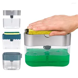 Liquid Soap Dispenser Pump Sponge Caddy Creative Kitchen 2-in-1 Manual Press With Washing