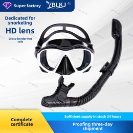 Diving mask High-quality diving mask Snorkelling equipment diving face mirror breathing tube set large frame silicone diving face mask fully dry breathing tube 78