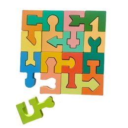 Shape Matching Kids Wooden Puzzles Assembled Building Blocks Educational Toys Logical Thinking Space Training Montessori 240509