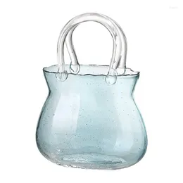 Vases Transparent Flower Vase Desktop Centrepiece Handbag Portable Hydroponic Glass Purse Unique Decorative