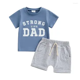 Clothing Sets Summer Toddler Baby Boy Outfit Letter Print Short Sleeve T-Shirt Elastic Waist Shorts Clothes Set