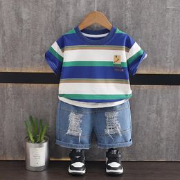 Clothing Sets Toddler Clothes 2024 Summer Infant Baby Boys Girls Set Cotton Casual Striped Short Sleeve T-shirts And Shorts For Kids Suit