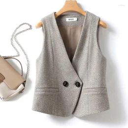 Women's Vests Suit Vest Autumn Slim Fit Short Collar Textured Waistcoat Women Winter Jackets For 2024