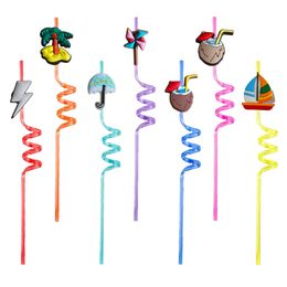 Disposable Plastic Sts Summer Theme Themed Crazy Cartoon St With Decoration For Kids Supplies Birthday Party Favours Drinking Decoratio Otmob