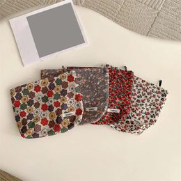 Cosmetic Bags Women Bag Corduroy Floral Print Retro Travel Makeup Portable Toiletry Large Capacity Organizer Zipper Beauty Pouch