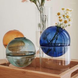 Vases Mini Round Flower Vase Hydroponic Container Micro Landscape Glass Ecological Bottle Borosilicate With Home Decorate