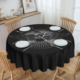 Table Cloth Round Assyrian God Ashur On Black Tablecloth Waterproof Oil-Proof Cover 60 Inches Ancient Flag